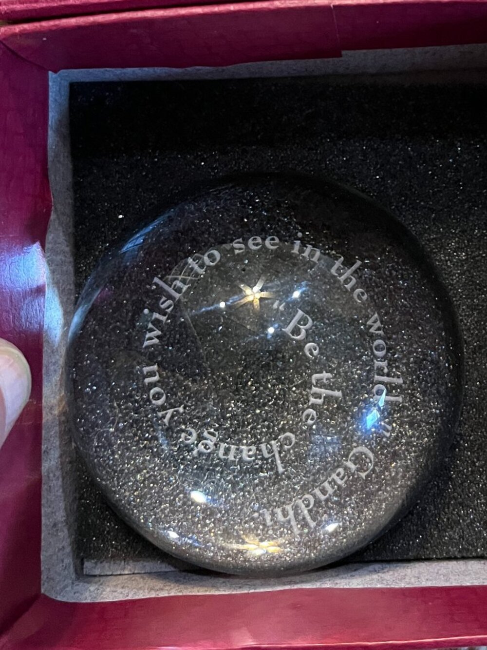 Paper‎ weight  - Gandhi Quote Paperweight In Box "Be The Change"